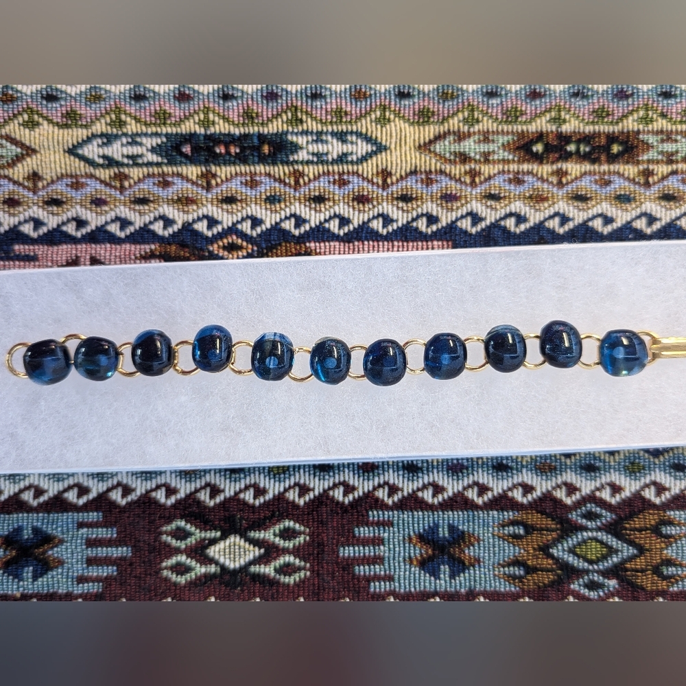 Stunning  blue fused glass handcrafted link bracelet. One of a kind!